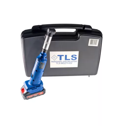 TLS-DOLPHIN-MG21V-E2 Mini hosszúnyakú sarokcsiszológép készlet, 21V akkumulátoros, 2 db akkumulátor, műanyag koffer