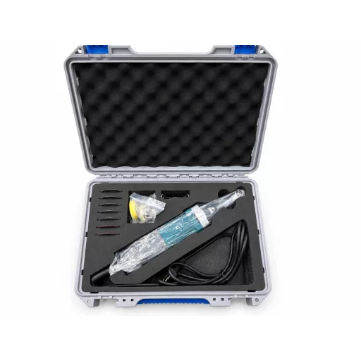 TLS-DOLPHIN-MG450W PRO Brushless Mini hosszúnyakú sarokcsiszológép készlet, 220V vezetékes, műanyag koffer