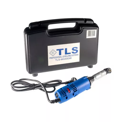 TLS-DOLPHIN-MG550W Mini hosszúnyakú sarokcsiszológép készlet, 220V vezetékes, műanyag koffer