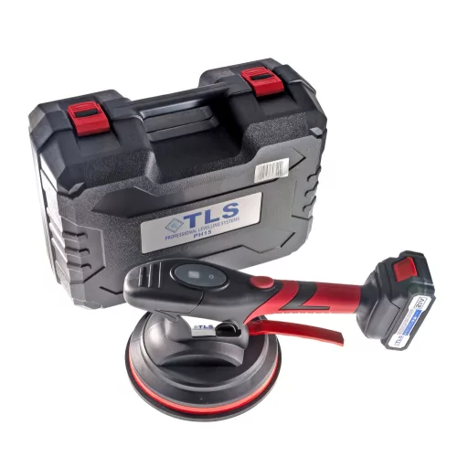 TLS-PH15-1 Vákuumos akkumulátoros lapvibrátor, digitális érintős kijelző, 24 V , d210 mm tapadókorong, műanyag koffer,  1 db akkumulátor