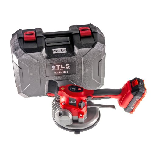 TLS-PH18-1 Vákuumos akkumulátoros lapvibrátor,  digitális érintős kijelző, 21 V , d180 mm tapadókorong, műanyag koffer,  1 db akkumulátor