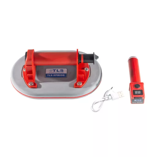 TLS-XPB03G-EA1 Vákuumos emelő automata elektromos + manuális - 247x167 mm elliptikus tapadókorong, műanyag koffer, 1 db automata elektromos légszivattyúval