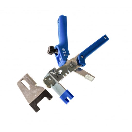 TLS-BASIC lapszintező fogó fém kis- és nagy ékes rendszerhez - kis és nagy adapterrel - univerzális kék 14 mm széles ékhez