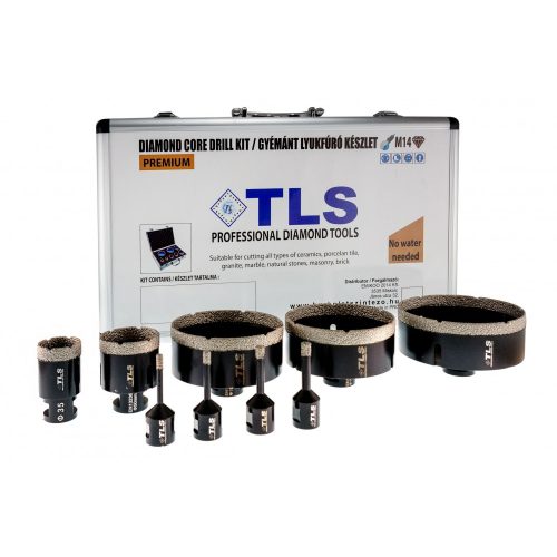 TLS-COBRA 9 db-os 6-8-10-12-20-35-70-100-115 mm - lyukfúró készlet - alumínium koffer fekete