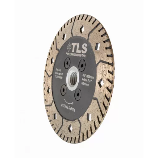 TLS PREDATOR gyémánt vágó- és csiszolótárcsa d115x2,6x8xM14 mm hűtőfurattal