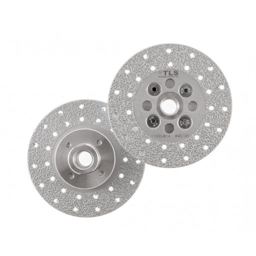 TLS VACUUM gyémánt vágó- és csiszolótárcsa 2 oldalas M14x100 mm - közepes szemcseméret szürke