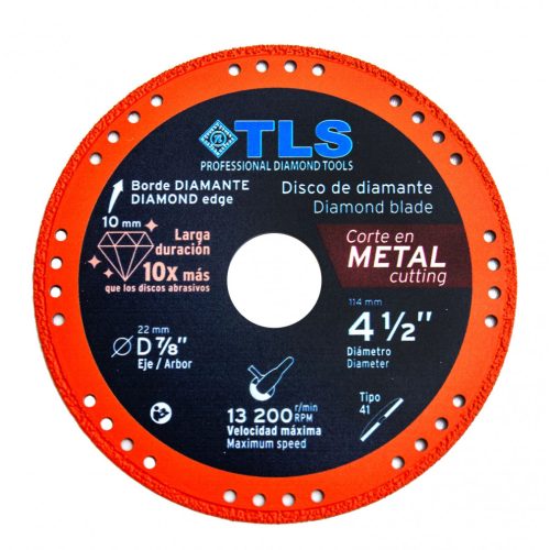 TLS METAL-PRO-1 gyémántszemcsés fém- és általános célú vágókorong  d115x22.23x1.2/2.2x10 mm 