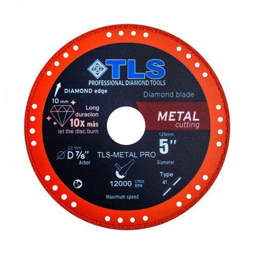 TLS METAL-PRO gyémántszemcsés fém- és általános célú vágókorong  d125x22.23x1.2/2.2x10 mm 