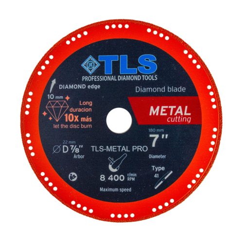 TLS METAL-PRO-1 gyémántszemcsés fém- és általános célú vágókorong  d180x22.23x1.4/2.4x10 mm 