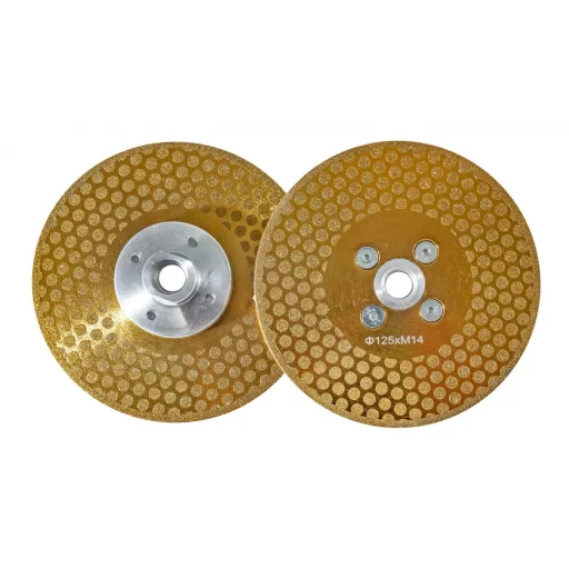 TLS ROUND DOT ELECTROPLATED GOLDEN galvanizált gyémánt vágó- és csiszolótárcsa 2 oldalas M14xd125 mm 