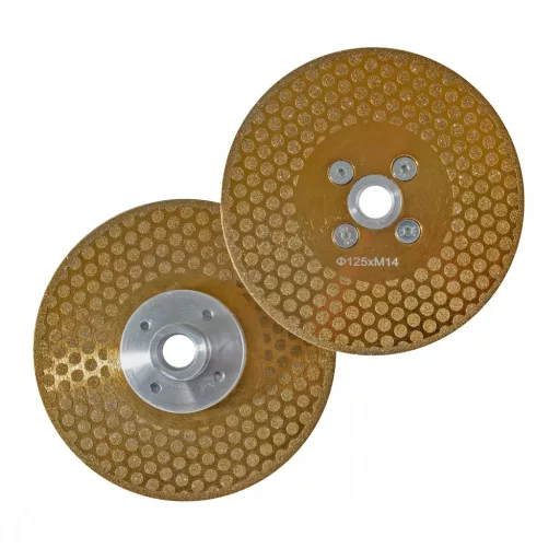 TLS ROUND DOT ELECTROPLATED GOLDEN galvanizált gyémánt vágó- és csiszolótárcsa 2 oldalas M14xd125 mm 