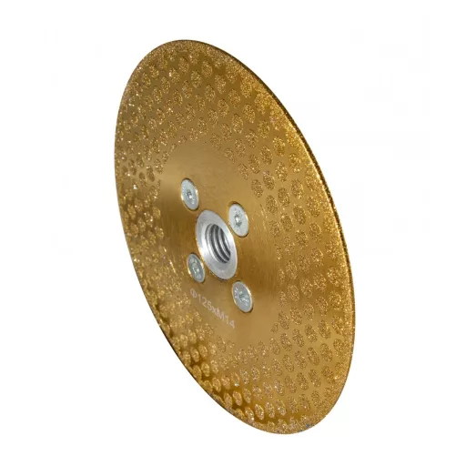 TLS ROUND DOT ELECTROPLATED GOLDEN galvanizált gyémánt vágó- és csiszolótárcsa 2 oldalas M14xd125 mm 