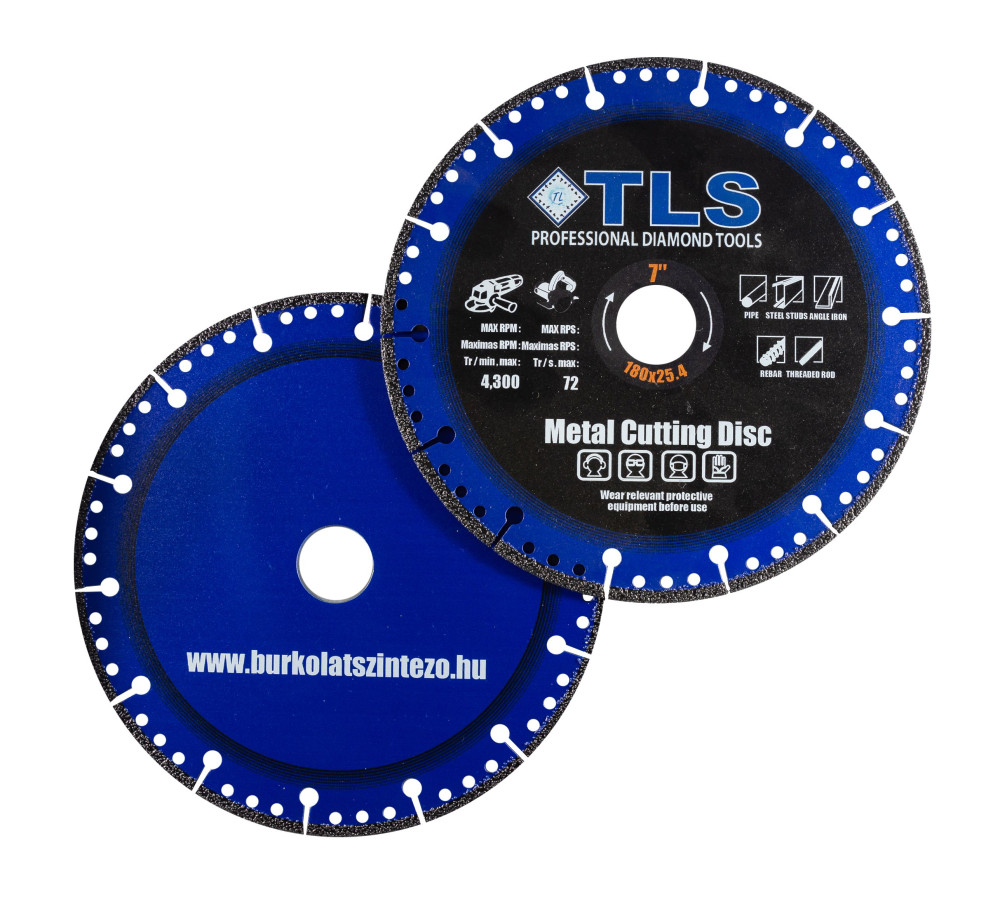 TLS METAL-PRO-3 gyémántszemcsés fém- és általános célú vágókorong d180x25.4/22.23x1.6/2.6x10 mm
