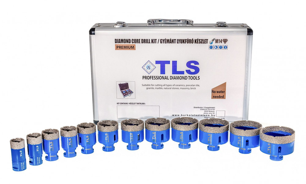 TLS-COBRA PRO 12 db-os 20-22-27-32-35-43-51-55-60-65-67-70 mm - lyukfúró készlet - alumínium koffer 