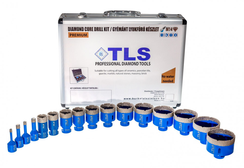TLS-COBRA PRO 16 db-os 6-8-10-12-20-22-27-32-38-43-51-55-60-65-67-70 mm - lyukfúró készlet - alumínium koffer 
