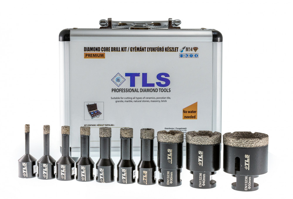 TLS-COBRA 10 db-os 5-6-8-10-12-14-16-20-25-35 mm - lyukfúró készlet - alumínium koffer fekete