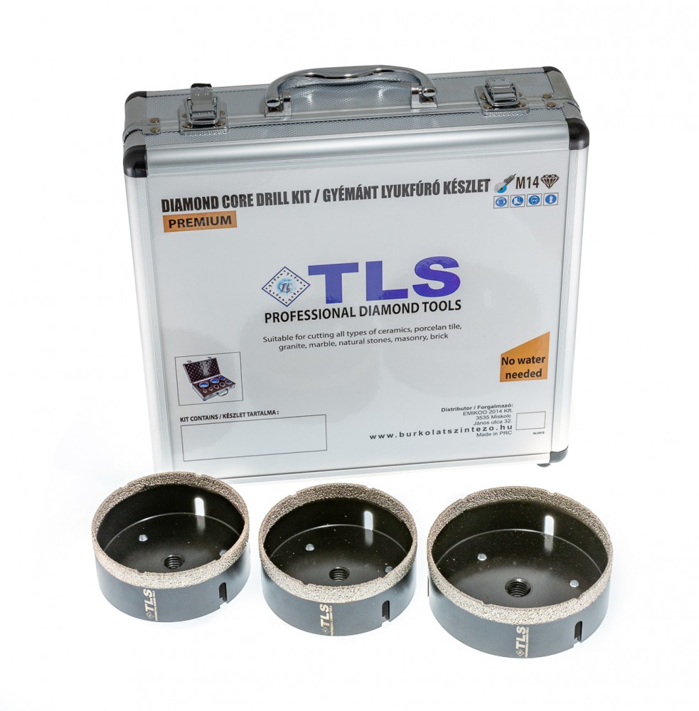 TLS-COBRA 3 db-os 60-65-100 mm - lyukfúró készlet - alumínium koffer fekete