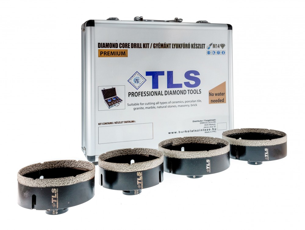 TLS-COBRA 4 db-os 60-70-100-110 mm - lyukfúró készlet - alumínium koffer fekete
