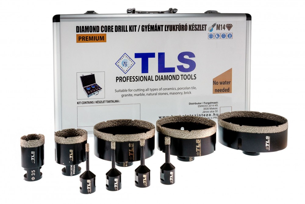 TLS-COBRA 9 db-os 6-8-10-12-35-51-70-100-110 mm - lyukfúró készlet - alumínium koffer fekete