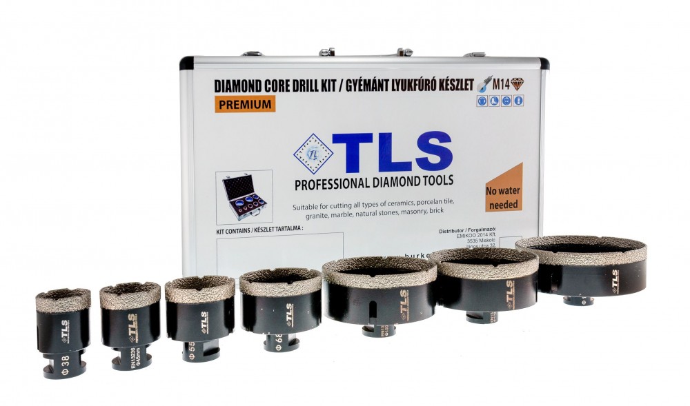 TLS-COBRA 7 db-os 35-43-51-67-75-100-110 mm - lyukfúró készlet - alumínium koffer fekete
