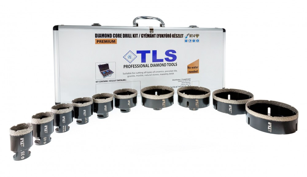 TLS-COBRA 10 db-os 27-35-43-51-55-67-70-80-90-100 mm - lyukfúró készlet - alumínium koffer fekete