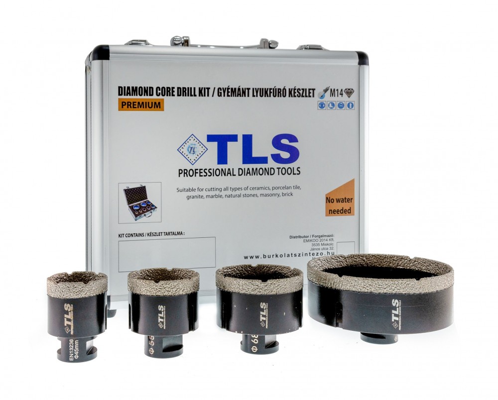TLS-COBRA 4 db-os 43-51-67-110 mm - lyukfúró készlet - alumínium koffer fekete