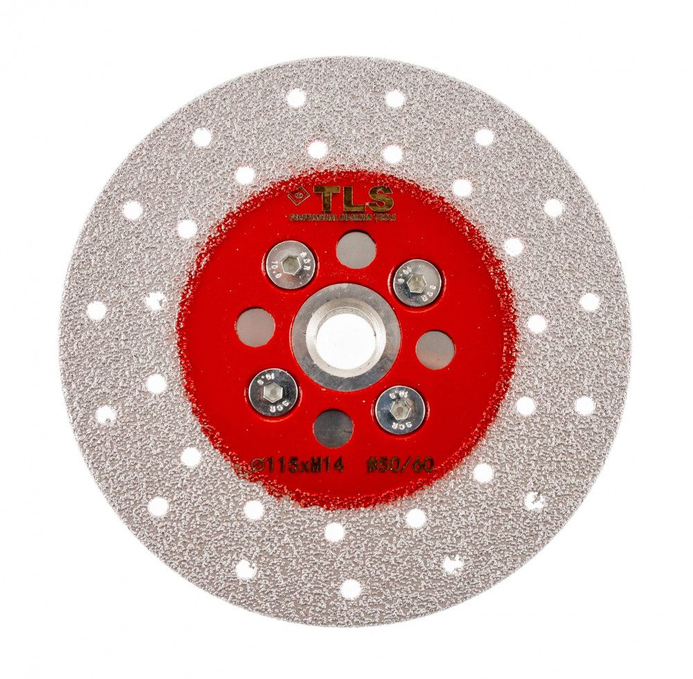 TLS VACUUM gyémánt vágó- és csiszolótárcsa 2 oldalas M14x115 mm - finom szemcseméret piros