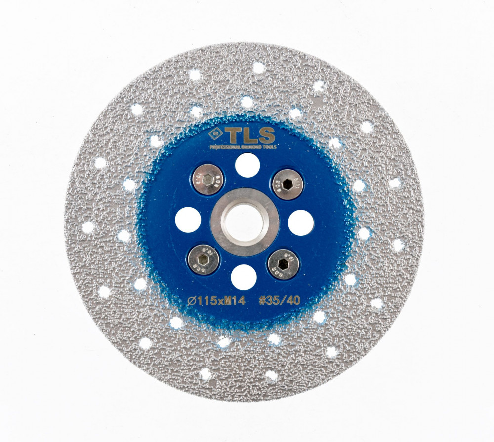 TLS VACUUM gyémánt vágó- és csiszolótárcsa 2 oldalas M14x115 mm - durva szemcseméret kék