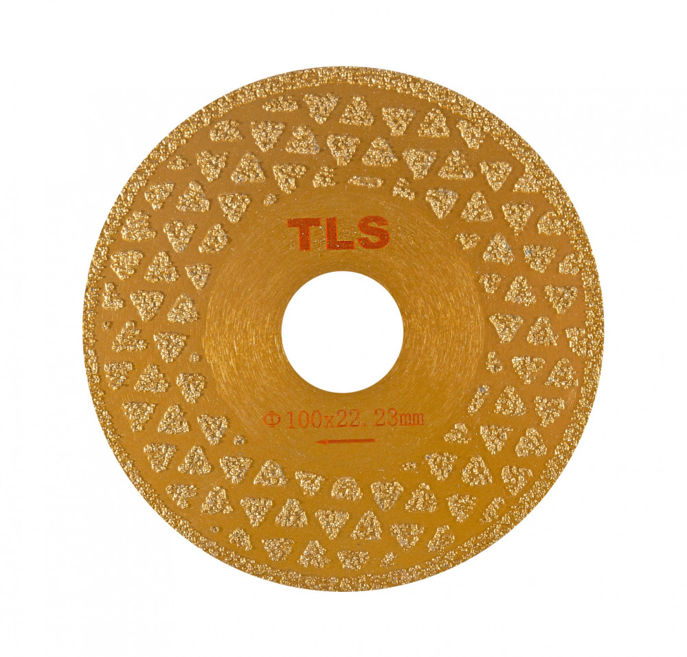 TLS VACUUM 2 SIDE TRIANGLE GOLDEN vákuum forrasztott gyémánt vágó- és csiszolótárcsa 2 oldalas d100 x 22.23 mm