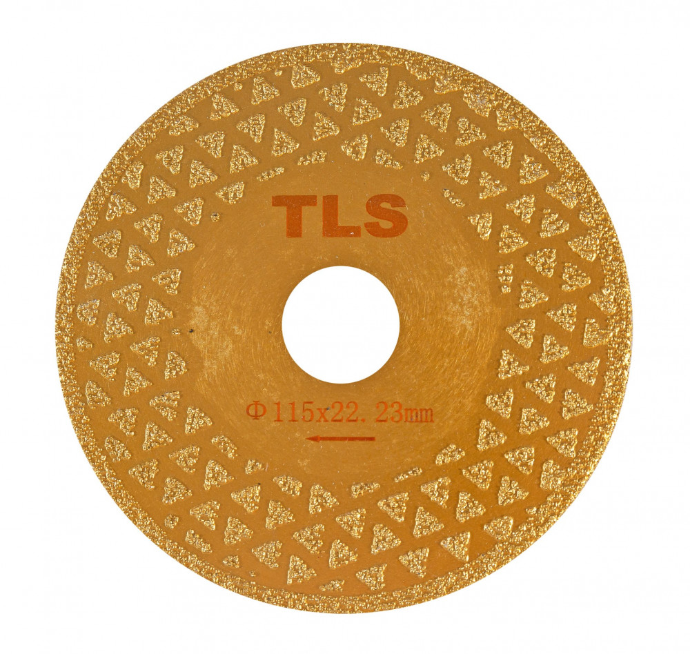 TLS VACUUM 2 SIDE TRIANGLE GOLDEN vákuum forrasztott gyémánt vágó- és csiszolótárcsa 2 oldalas d115 x 22.23 mm