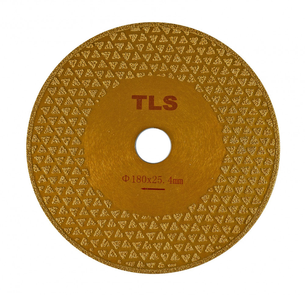 TLS VACUUM 2 SIDE TRIANGLE GOLDEN vákuum forrasztott gyémánt vágó- és csiszolótárcsa 2 oldalas d180 x 25.4/22.23 mm