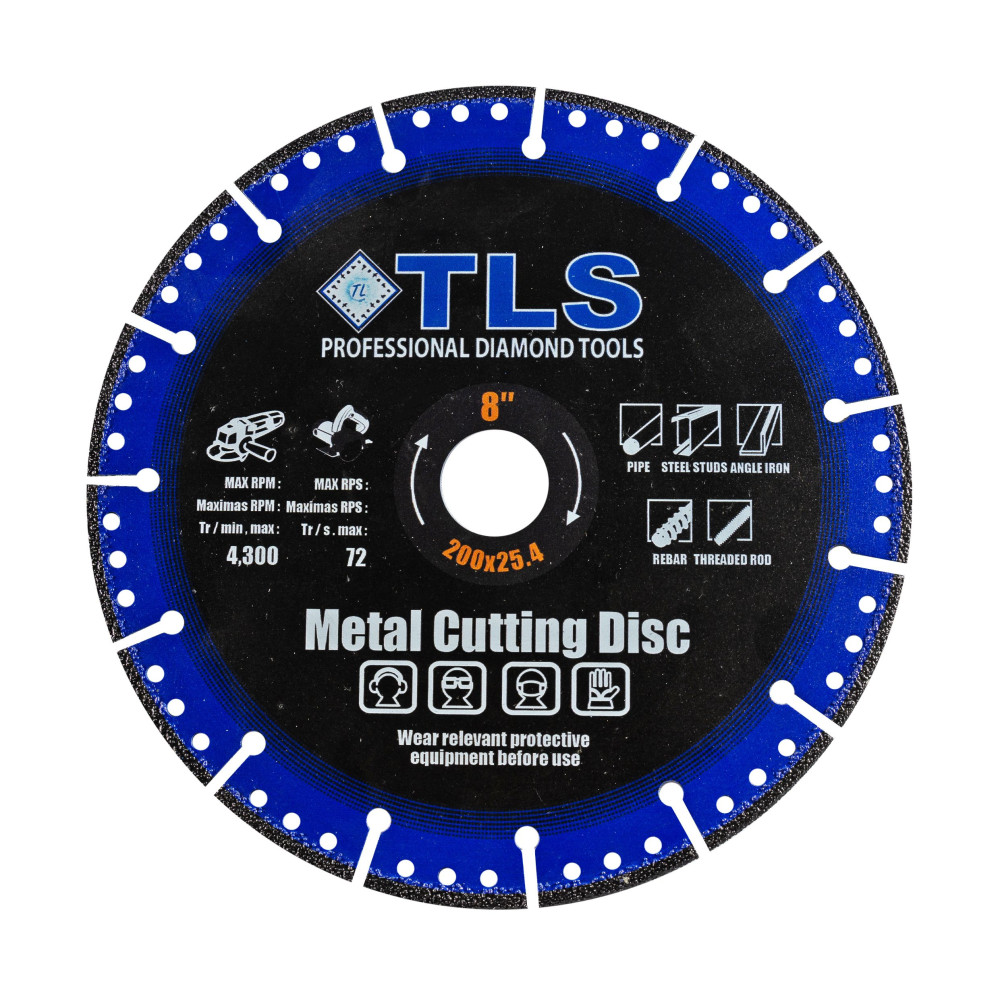 TLS METAL-PRO-3 gyémántszemcsés fém- és általános célú vágókorong d200x25.4/22.23x1.8/2.8x10 mm 